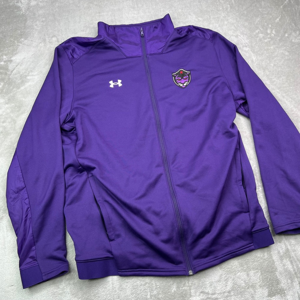 Under Armour Track Jacket Mens 2XL Purple Full Zip Panther City Logo Mesh Vent